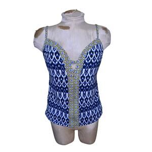 Bleu Rod Beattie Women's‎ Deep Plunge Tankini Top swimsuit Size 14 Molded Cups